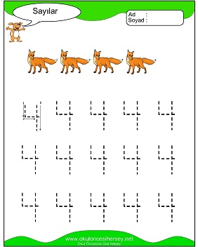 okul öncesi 1 sayısı çizgi çalışması